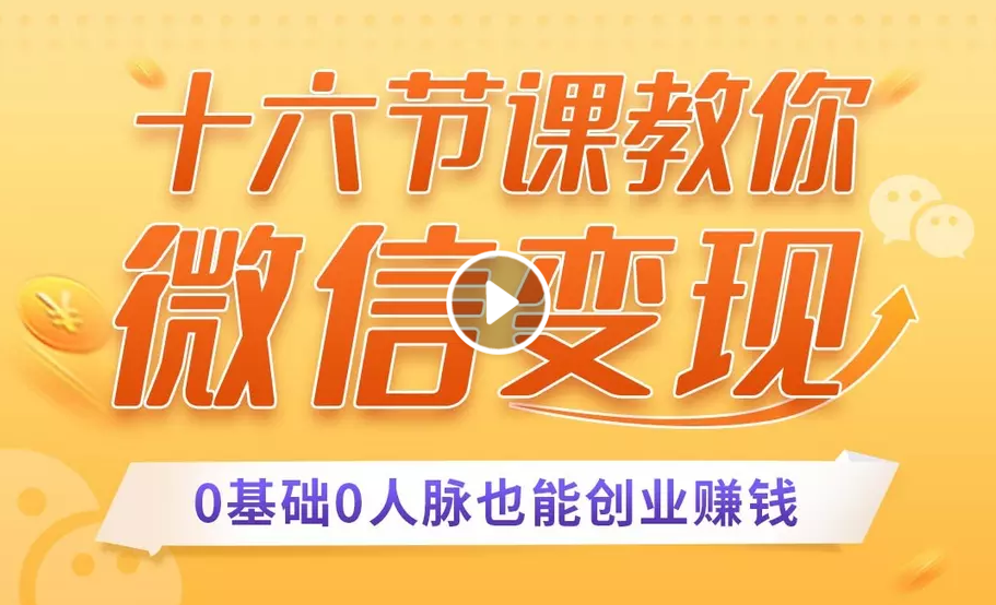 十六节课教你零基础微信变现，用单品打爆市场，每月收入超过10万+-51资源库