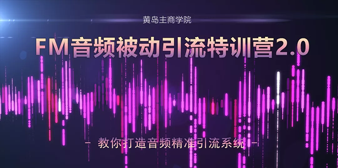 黄岛主·FM音频引流特训营2.0：独家引流模式，单账号50W+播放量，轻松变现-51资源库