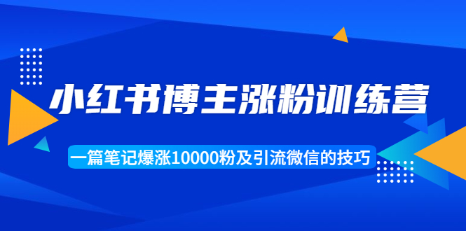 小红书博主涨粉训练营：一篇笔记爆涨10000粉及引流微信的技巧-51资源库