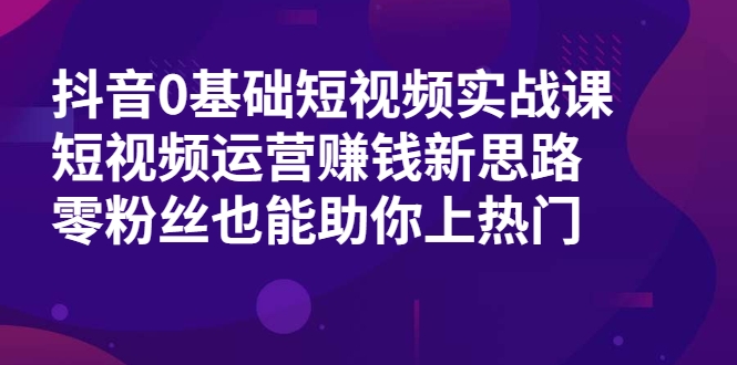 抖音0基础短视频实战课，短视频运营赚钱新思路，零粉丝也能助你上热门-51资源库