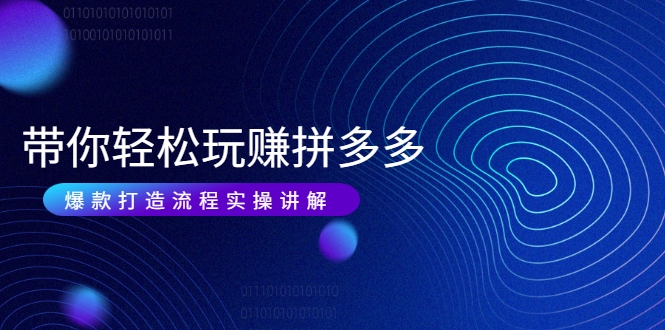 带你轻松玩赚拼多多：花的少 赚的多 爆款更简单 爆款打造流程实操讲解-51资源库