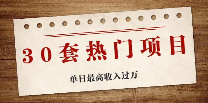30套热门项目：单日最高收入过万 (网赚项目、朋友圈、涨粉套路、抖音、快手)等-51资源库