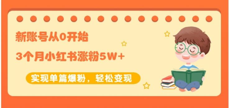 生财小红书涨粉变现：新账号从0开始3个月小红书涨粉5W+实现单篇爆粉-51资源库