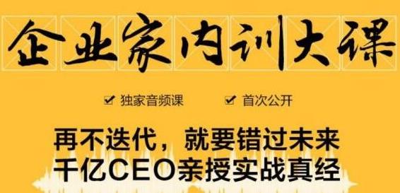 企业家内训大课，未来企业必学经验，价值1299元-51资源库
