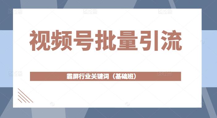 视频号批量引流，霸屏行业关键词（基础班）全面系统讲解视频号玩法-51资源库