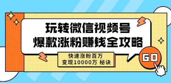 玩转微信视频号爆款涨粉赚钱全攻略，快速涨粉百万变现万元秘诀-51资源库