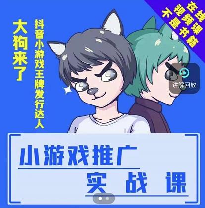 大狗来了：小游戏推广实战课，带你搭建一个游戏推广变现账号-51资源库