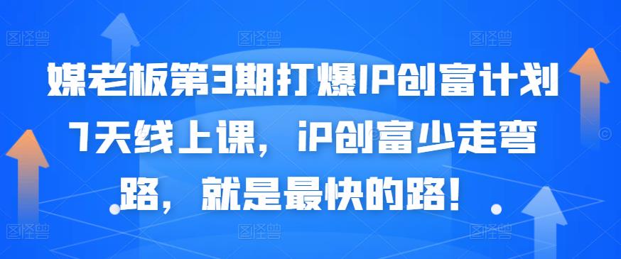 媒老板第3期打爆IP创富计划7天线上课，iP创富少走弯路，就是最快的路！-51资源库