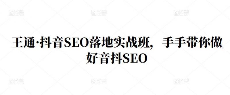 王通·抖音SEO落地实战班，手‬手带你做好音抖‬‬SEO-51资源库