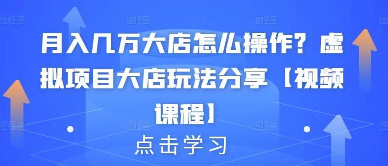 月入几万大店怎么操作？虚拟项目大店玩法分享【视频课程】-51资源库
