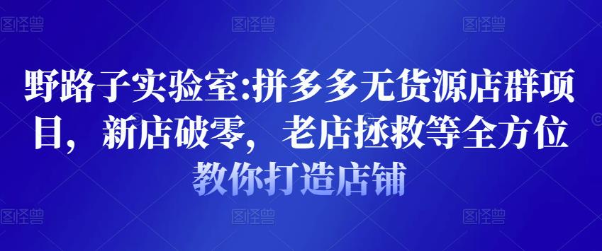 野路子实验室:拼多多无货源店群项目，新店破零，老店拯救等全方位教你打造店铺-51资源库