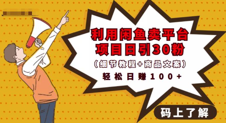 利用闲鱼卖平台项目课程资源日引流30+精准粉丝，轻松日赚100+，积累人脉可实现二次变-51资源库