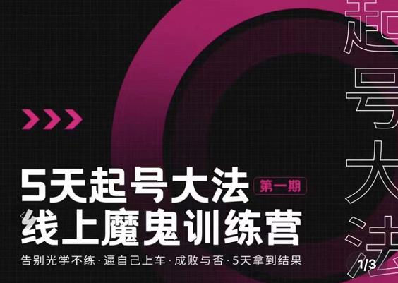 大播·五天起号魔鬼训练营，告别光学不练，逼自己上车，成败与否，5天拿到结果-51资源库