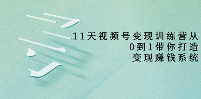 11天视频号变现训练营，从0到1打造变现赚钱系统（价值398元）-51资源库