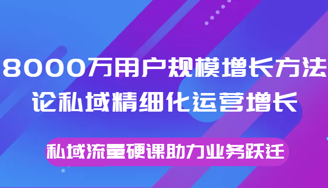 8000万用户规模增长方法论私域精细化运营增长，私域流量硬课助力业务跃迁-51资源库