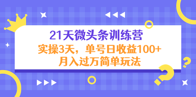 21天微头条训练营，实操3天，单号日收益100+月入过万简单玩法-51资源库