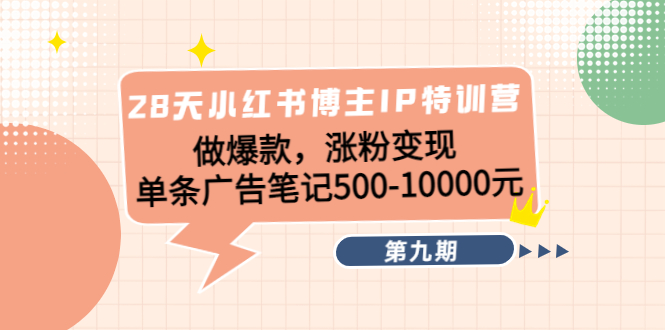 28天小红书博主IP特训营《第9期》做爆款，涨粉变现 单条广告笔记500-10000-51资源库