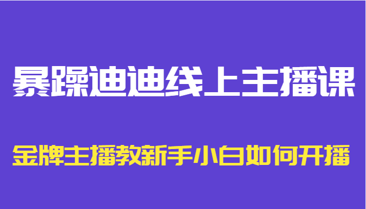 暴躁迪迪线上主播课，金牌主播教新手小白如何开播-51资源库