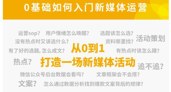 新媒体运营系列课，课程零基础入门，解锁高薪职业必备的四项技能-51资源库