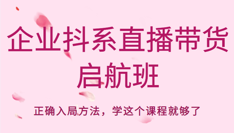 企业抖系直播带货启航班，正确入局方法，学这个课程就够了-51资源库