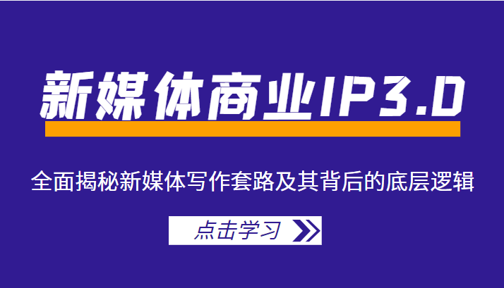 新媒体商业IP3.0，全面揭秘新媒体写作套路及其背后的底层逻辑（价值1299元）-51资源库