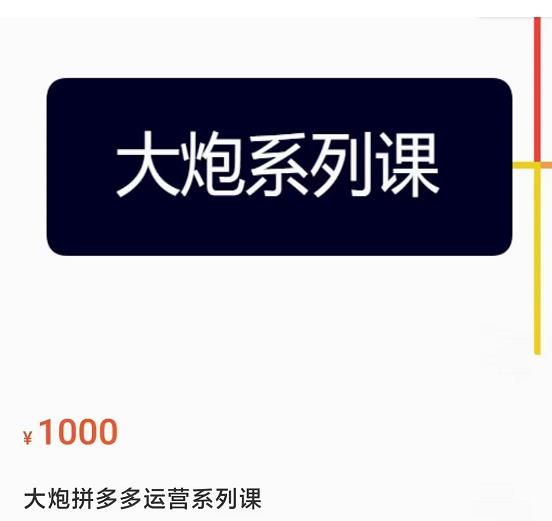 大炮拼多多运营系列课，各类​玩法合集，拼多多运营玩法实操-51资源库