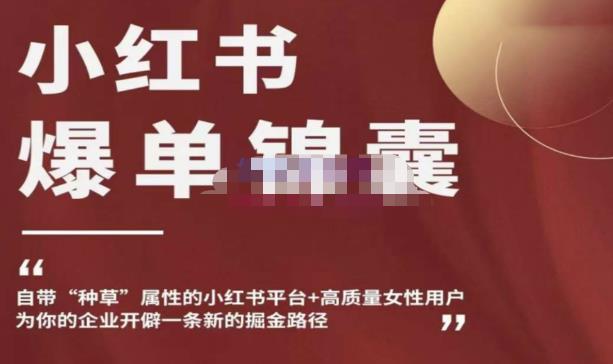 小红书爆单锦囊，自带种草属性+高质量女性用户，为你的企业开辟一条新的掘金路径-51资源库