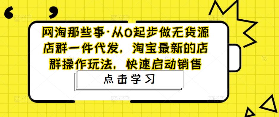 网淘那些事·从0起步做无货源店群一件代发，淘宝最新的店群操作玩法，快速启动销售-51资源库