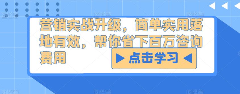 营销实战升级，简单实用落地有效，帮你省下百万咨询费用-51资源库