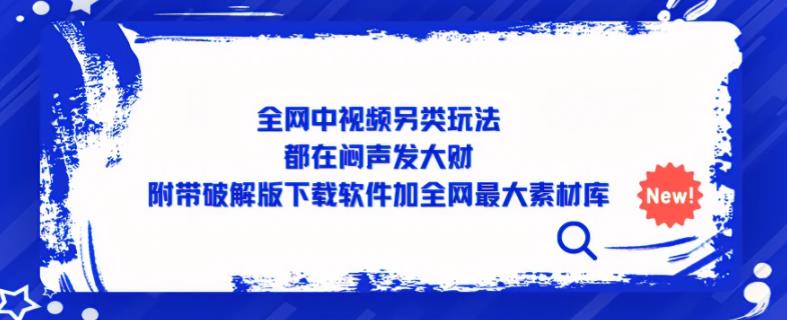 全网中视频另类玩法，都在闷声发大财，附带破解版下载软件加全网最大素材库-51资源库