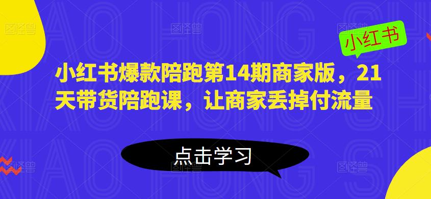 小红书爆款陪跑第14期商家版，21天带货陪跑课，让商家丢掉付流量-51资源库