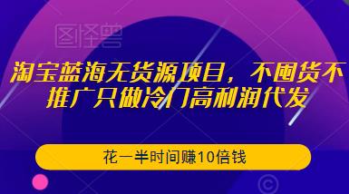 淘宝蓝海无货源项目，不囤货不推广只做冷门高利润代发，花一半时间赚10倍钱-51资源库