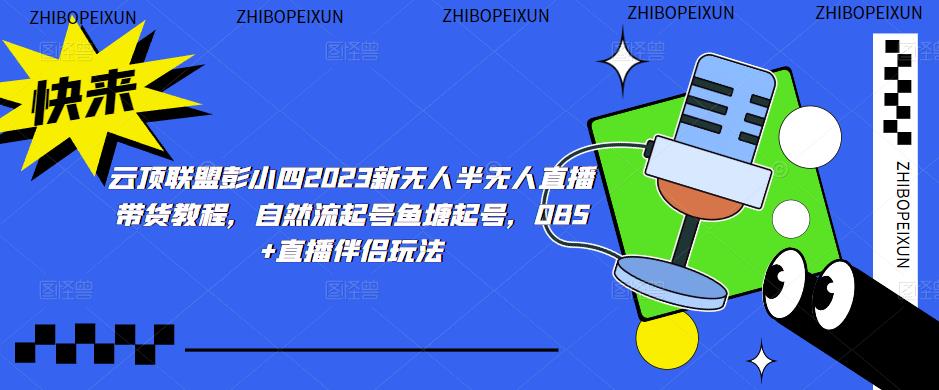 云顶联盟彭小四2023新无人半无人直播带货教程，自然流起号鱼塘起号，OBS+直播伴侣玩法-51资源库