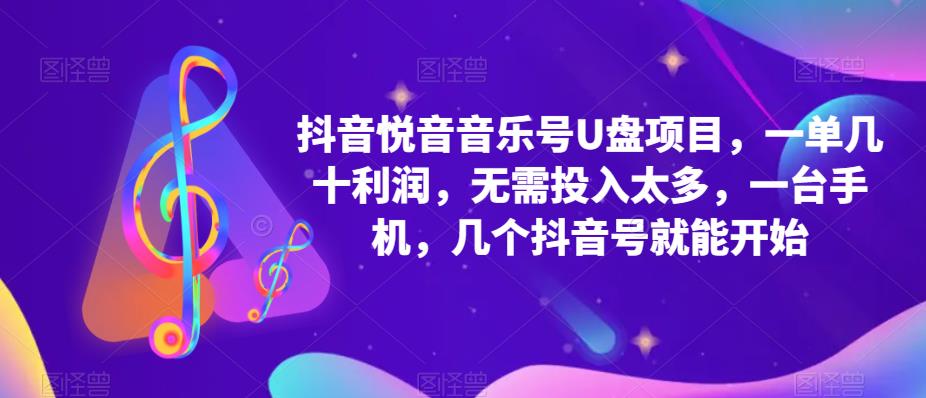 抖音音乐号U盘项目，一单几十利润，无需投入太多，一台手机，几个抖音号就能开始-51资源库