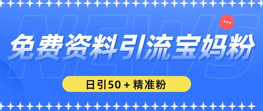 免费资料引流宝妈粉，日引50+精准粉【揭秘】-51资源库