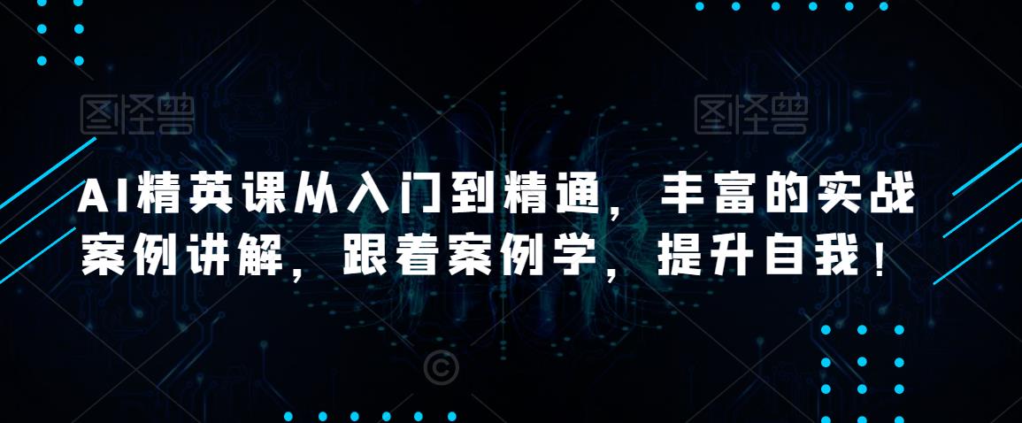 AI精英课从入门到精通，丰富的实战案例讲解，跟着案例学，提升自我！-51资源库