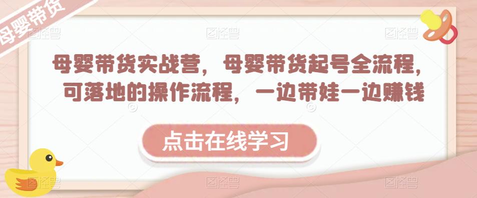 母婴带货实战营，母婴带货起号全流程，可落地的操作流程，一边带娃一边赚钱（附素材）-51资源库