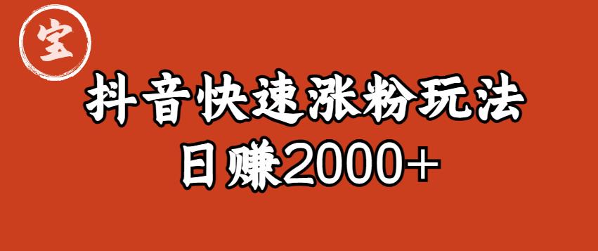 宝哥私藏·抖音快速起号涨粉玩法（4天涨粉1千）（日赚2000+）【揭秘】-51资源库