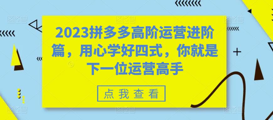 2023拼多多高阶运营进阶篇，用心学好四式，你就是下一位运营高手-51资源库