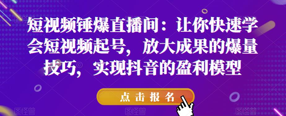 短视频锤爆直播间：让你快速学会短视频起号，放大成果的爆量技巧，实现抖音的盈利模型-51资源库