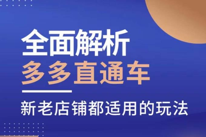 全面解析多多直通车，​新老店铺都适用的玩法-51资源库