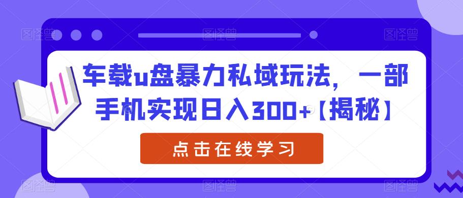 车载u盘暴力私域玩法，一部手机实现日入300+【揭秘】-51资源库