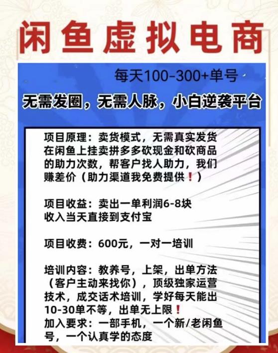 外边收费600多的闲鱼新玩法虚似电商之拼多多助力项目，单号100-300元-51资源库