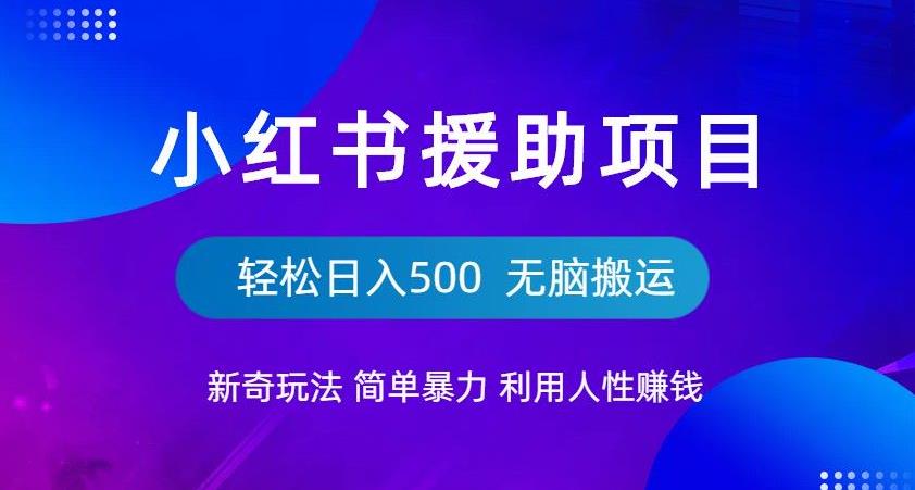小红书援助项目新奇玩法，简单暴力，无脑搬运轻松日入500【揭秘】-51资源库