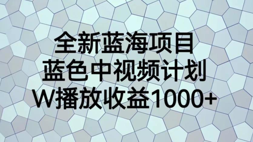 全新蓝海项目，蓝色中视频计划，1W播放量1000+【揭秘】-51资源库