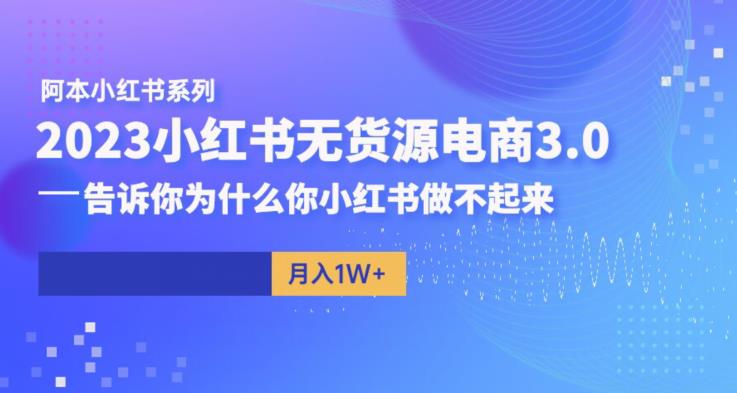 阿本小红书无货源电商3.0，告诉你为什么你小红书做不起来-51资源库