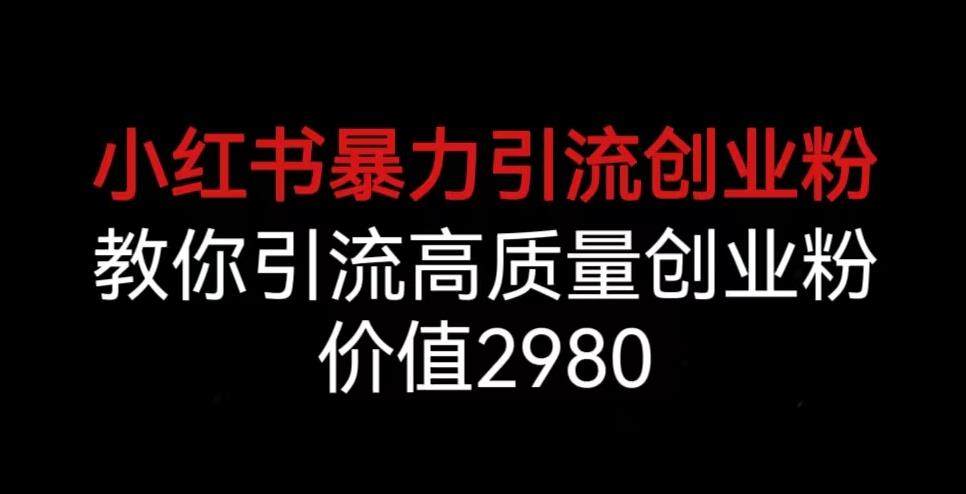 小红书暴力引流创业粉，教你引流高质量创业粉，价值2980【揭秘】-51资源库