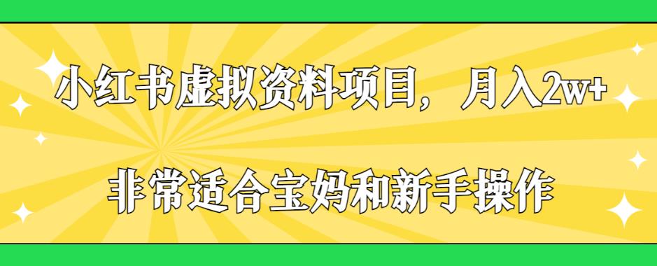 小红书虚拟资料项目，月入2w+，非常适合宝妈和新手操作【揭秘】-51资源库