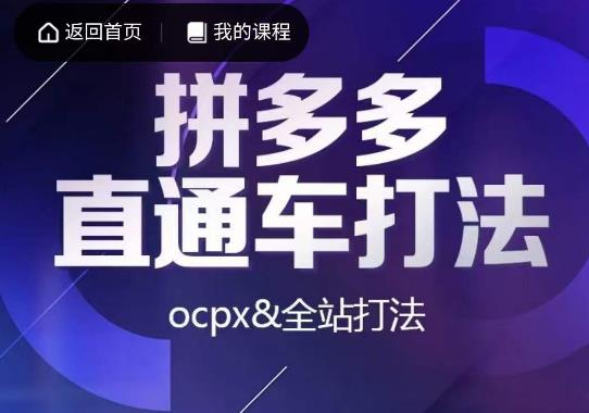 互力·拼多多直通车打法，ocpx&全站打法-51资源库