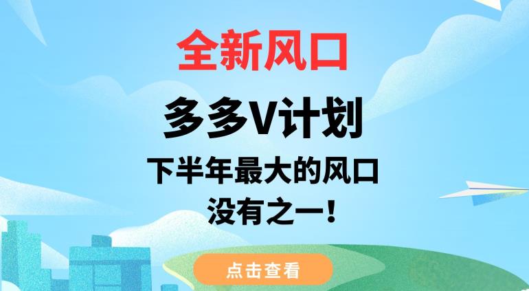 全新风口，多多V计划，下半年最大的风口项目，没有之一【揭秘】-51资源库